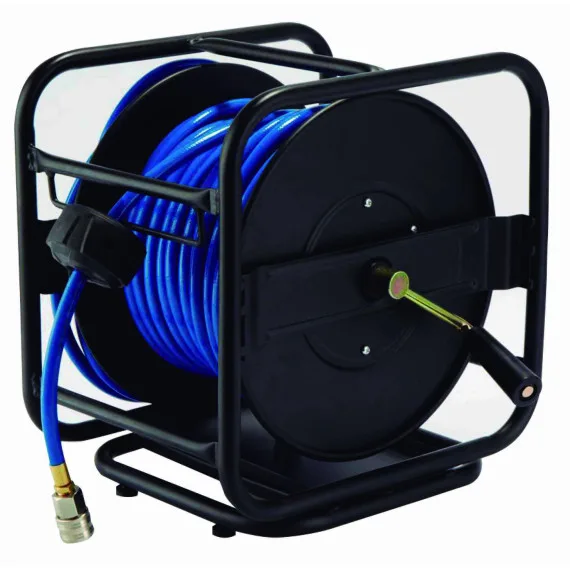 Tambor enrollador hal07330 – manguera pvc 30+1 m, 1/4, 12 bares, ø8 mm, carcasa metálica con bloqueo automático, uso prolongado