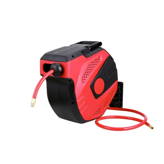 Enrollador de manguera hal01015cg 15+1 m, 1/4, ø10 mm, 17 bar, polipropileno, soporte giratorio 180°, retorno automático