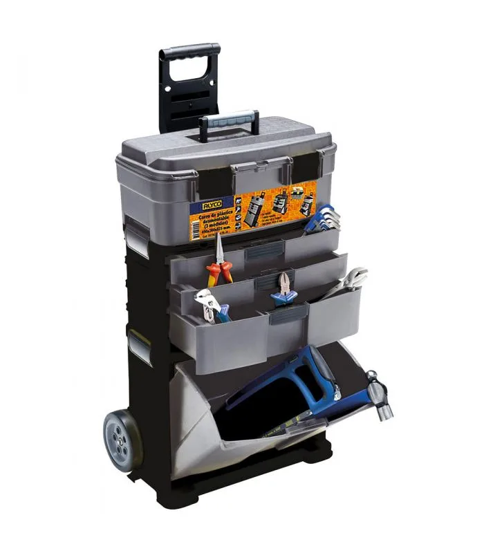 Carro plastico 3 modulos con ruedas marca alyco