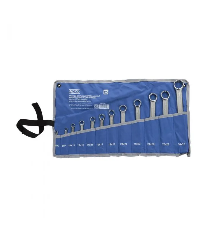 Juego 12 llaves estrella plana b/nylon marca alyco