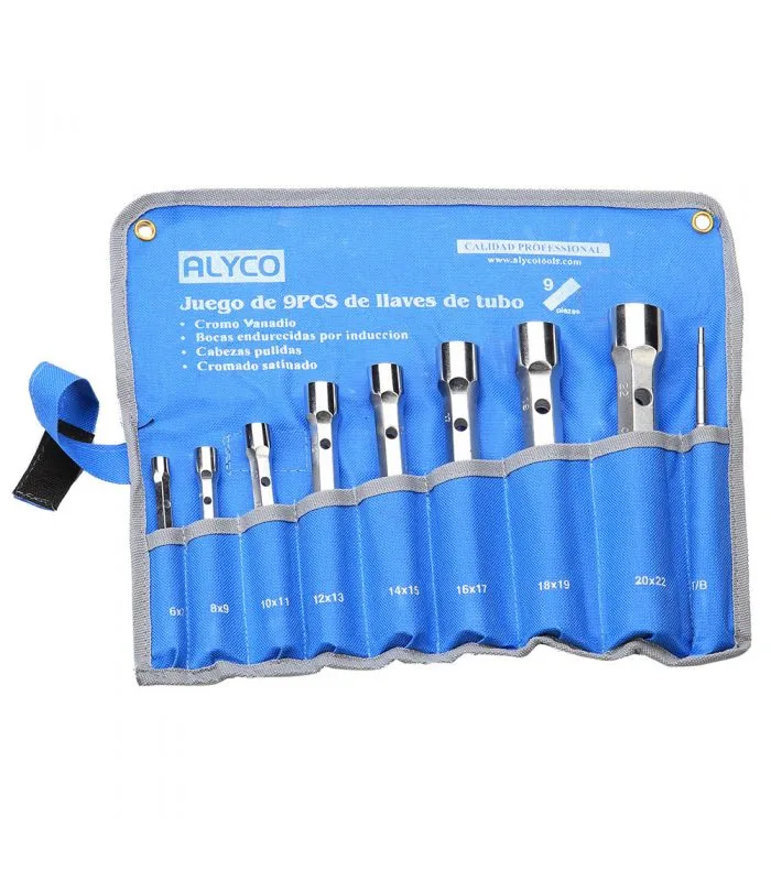 Juego 9 llaves tubo forjada 6x7-20x22 marca alyco