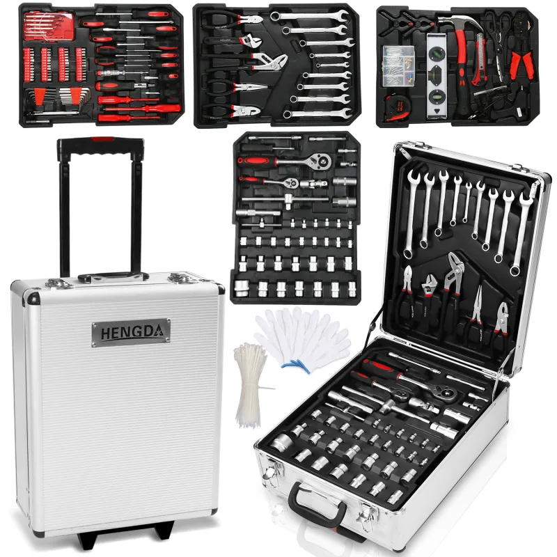 Maletín de herramientas de 1031 piezas maletín con ruedas que incluye cuchillo multiusos juego de herramientas