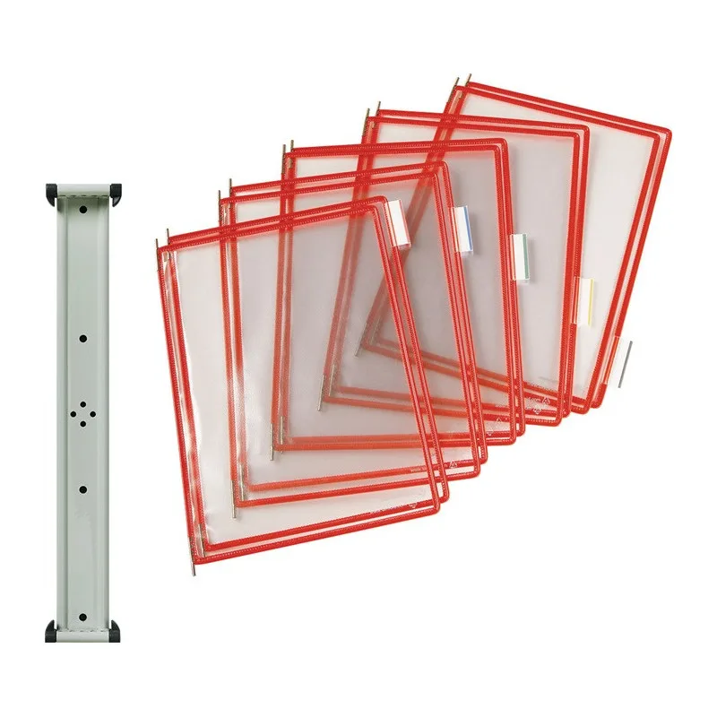 Tarifold support mural 10 pochettes de présentation rouges avec cadre