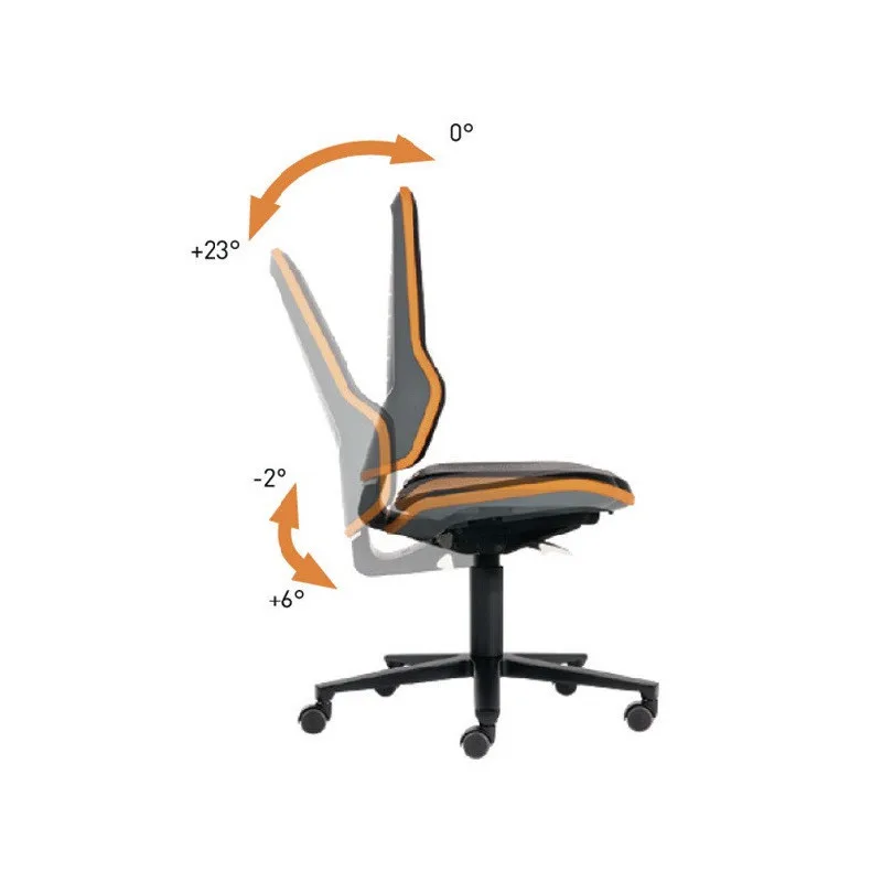 Bimos chaise d’atelier pivotante neon rouleaux sans élément