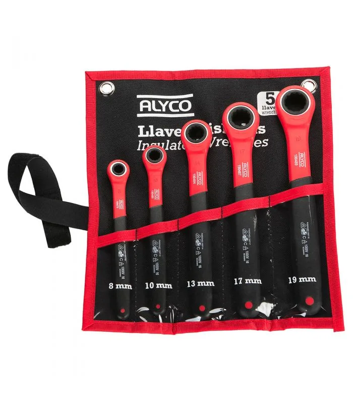 Juego 5 llaves combinada verde boca nylon 8-19mm marca alyco