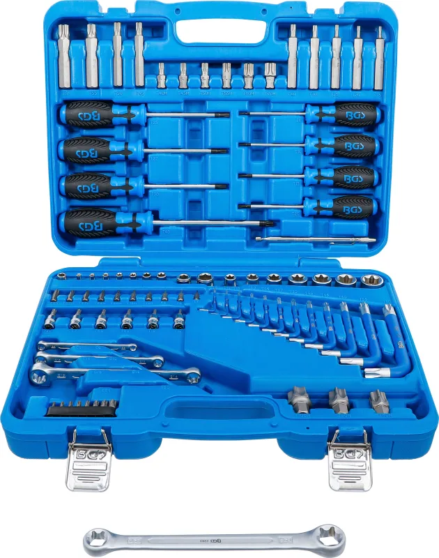 Juego de herramientas | 6,3 mm (1/4) + 12,5 mm (1/2) | e-torx / perfil en t (para torx) | 84 piezas