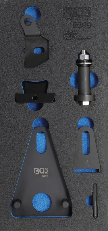 Bandeja para carro 1/3: juego de herramientas de bloqueo del volante / polea del cigüeñal y de separación de la tapa frontal | para renault, nissan