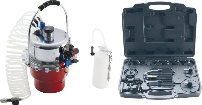 Purgador de freno neumático y juego de adaptadores | 17 piezas