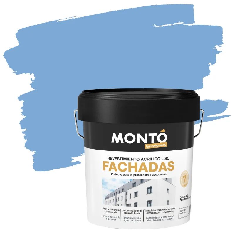 Pintura exterior color azul capri para cemento, fachada montó mate 4l base agua