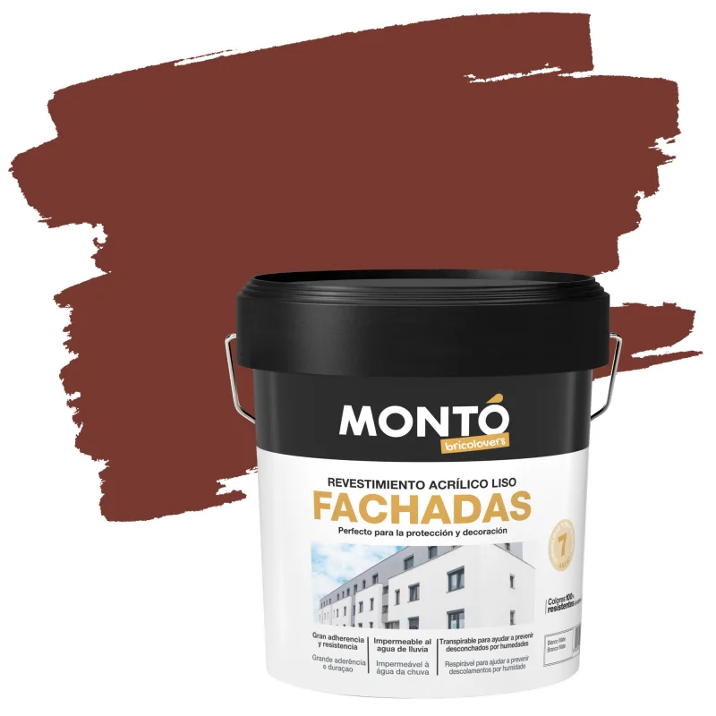 Pintura exterior color terracota para cemento, fachada montó mate 12l base agua