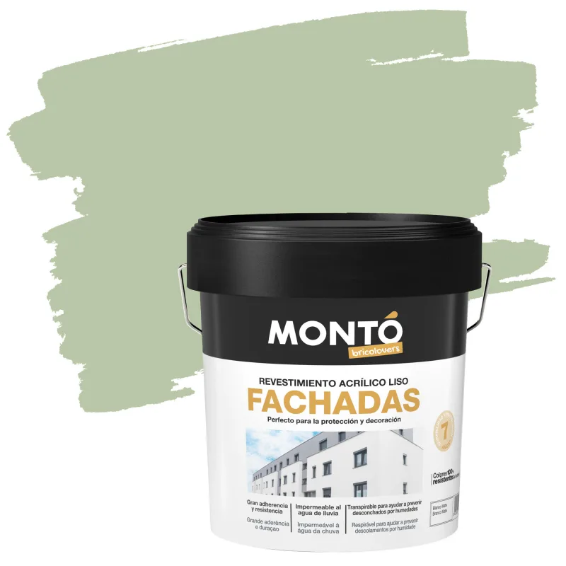 Pintura exterior color verde equilibrio para cemento, fachada montó mate 4l base agua