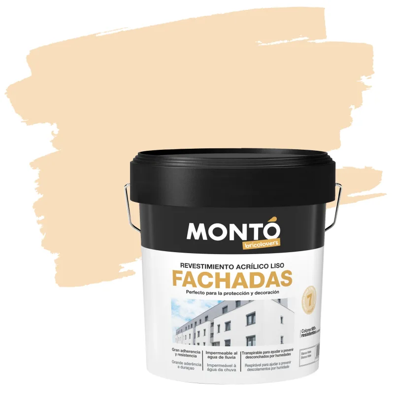 Pintura exterior color beige delicado para cemento, fachada montó mate 12l base agua