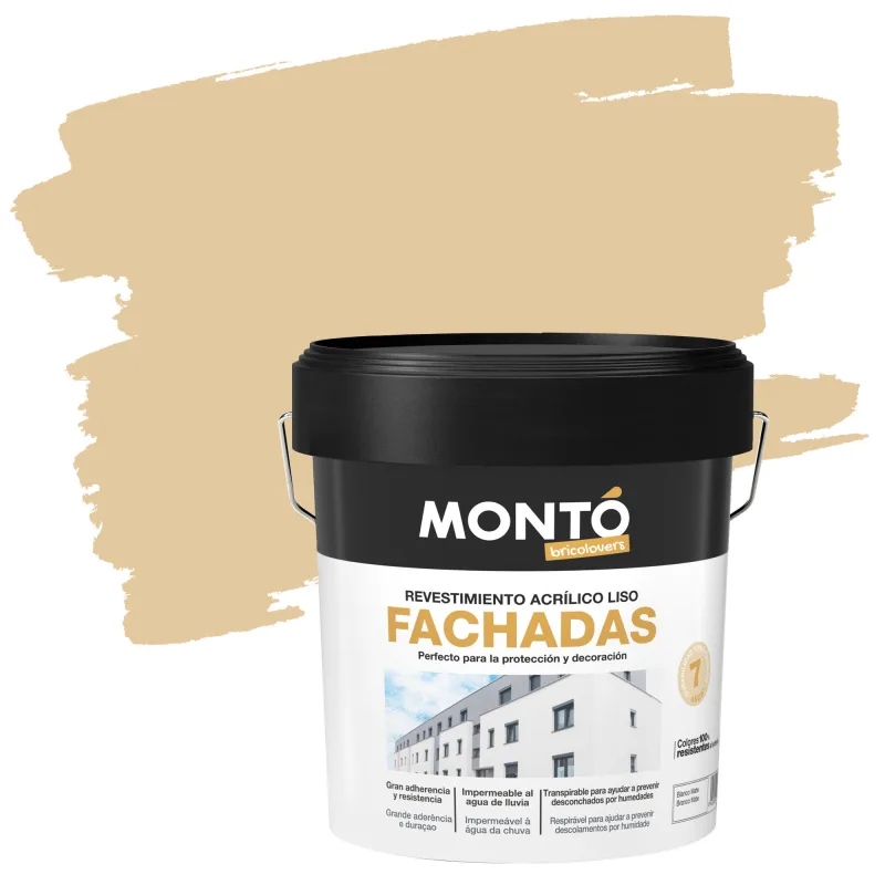 Pintura exterior color pardo cálido para cemento, fachada montó mate 12l base agua