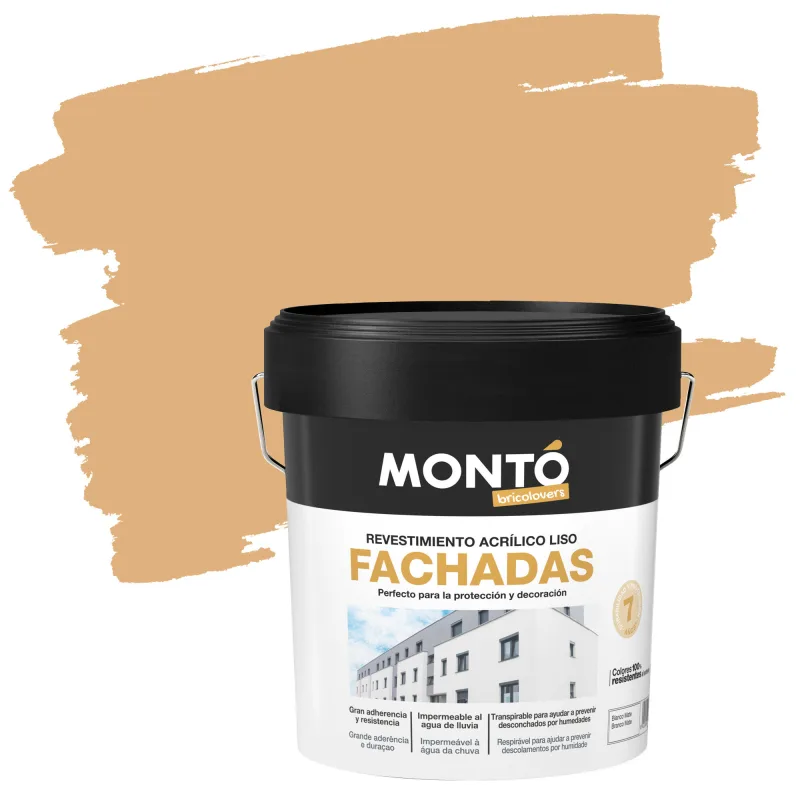 Pintura exterior color tierra cálido para cemento, fachada montó mate 12l base agua