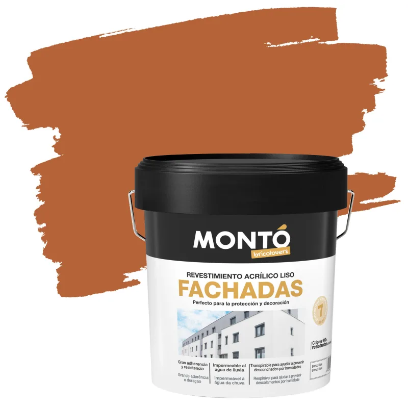 Pintura exterior color cañón colorado para cemento, fachada montó mate 4l base agua