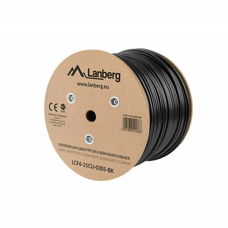 Cable de red rígido ftp categoría 6 lanberg lcf6-21cu-0305-bk negro 305 m