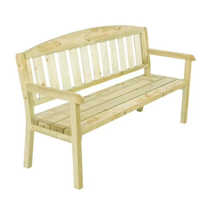 Delia - banco de jardín de 3 plazas en madera de pino impregnada, dimensiones 175x63x97h cm