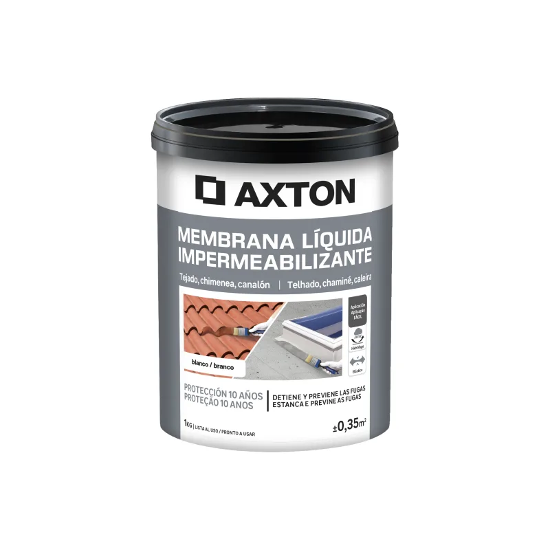 Silicona liquida exterior axton color blanco para tejados, terrazas, suelos de hormigón, cemento 1 kg. acrílico. para impermeabilizar.