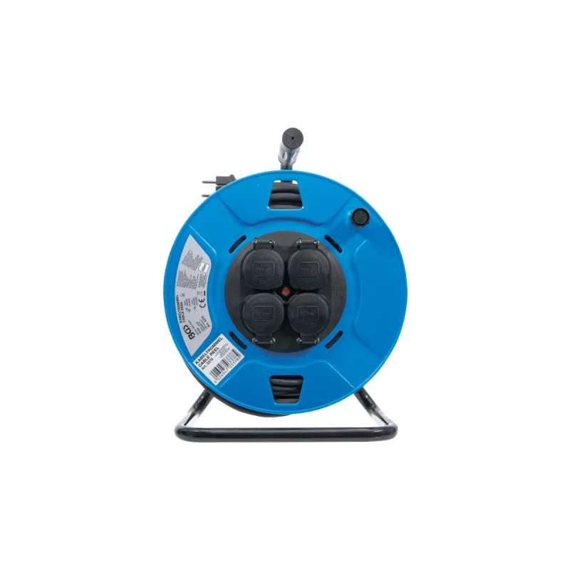 Enrollador de cable | 50 m | 3 x 1,5 mm² | 4 tomas con tapas de cierre | ip 44 | 3500 w