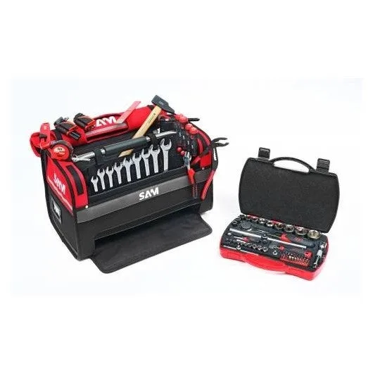 Caja de herramientas textil 39l + 100 herramientas de mantenimiento sam outillage - cp-100-bag1n