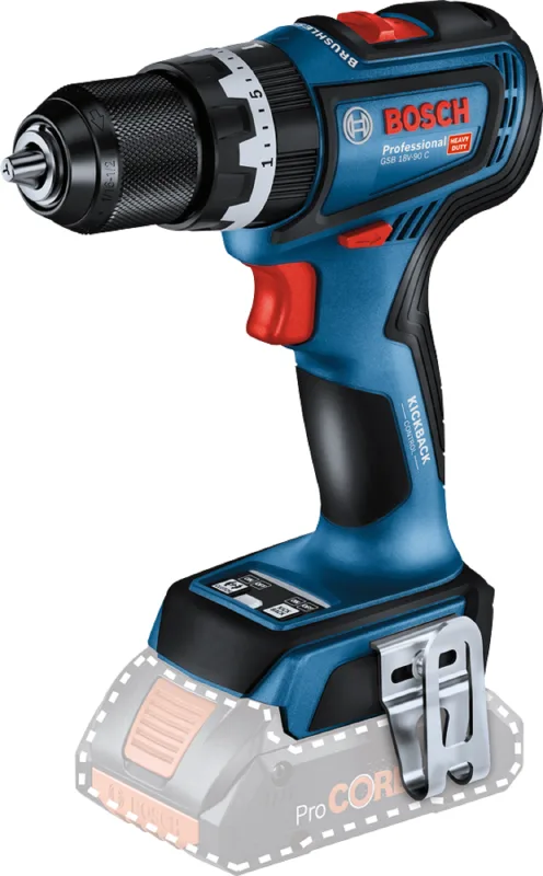 Taladro percutor a batería bosch professional 18v brushless - sin batería - gsb 18v-90 c