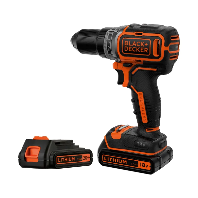 Black+decker bl186k1b2-qw atornillador/taladro sin escobillas - 18v - incl. 2 baterías, cargador y estuche