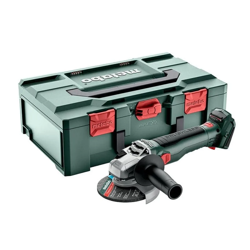 Amoladora angular de batería de 18 voltios w 18 lt bl 11-125 sin batería, sin cargador metabo
