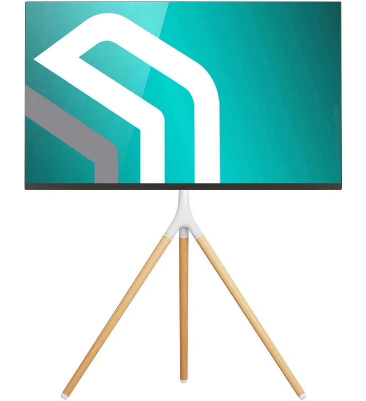 Onkron trípode tv de madera blanco para pantalla 32-65, soporte tv giratorio hasta 35 kg, altura ajustable, max vesa 400x400 ts1220-w blanco