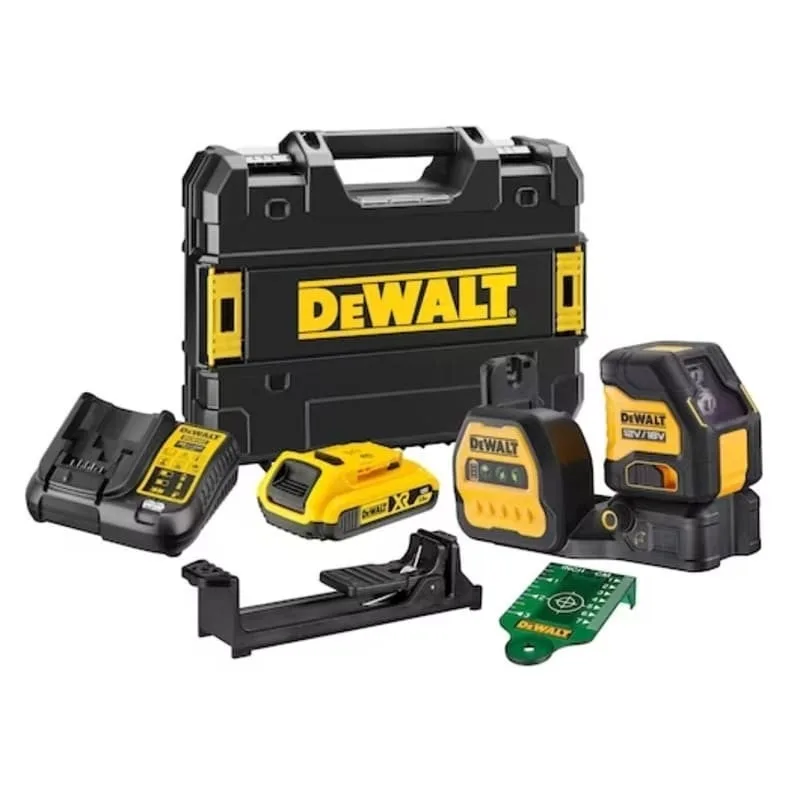 Dewalt dce088d1g18-qw nivel láser autonivelante verde de líneas en cruz (horizontal y vertical) xr 18v/12v con batería 18v li-ion 2ah