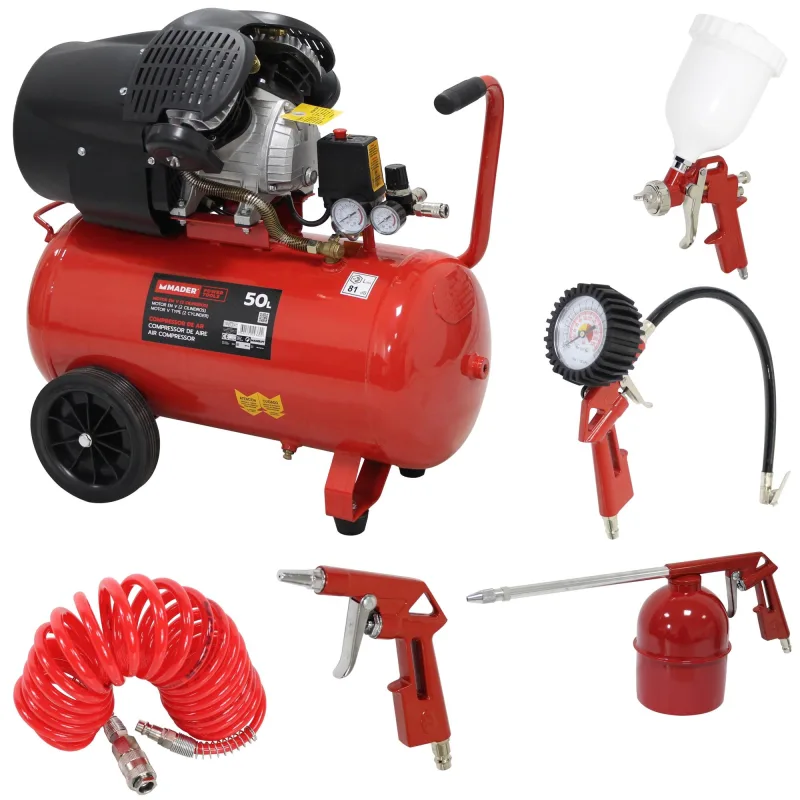 Compresor de aire 50l + juego de pintar