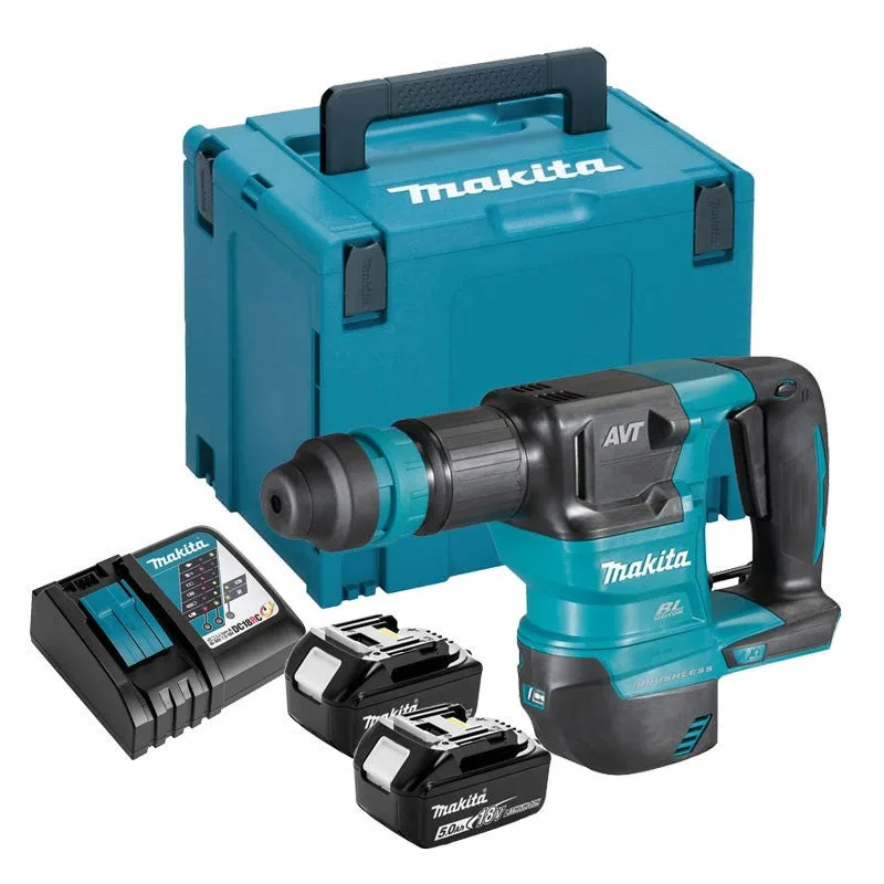 Makita dhk180rtj - trapano sds-plus 3,1 giochi + 2 batterie 18 v 5 ah agli ioni di litio + valigetta makpac
