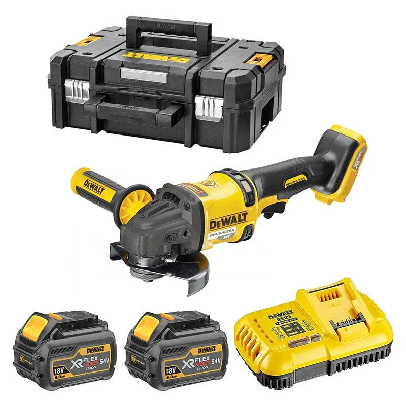 Amoladora 2.0 xr flexvolt 54v 2ah li-ion sin escobillas 125mm dewalt - 2 baterías - caja tstak - dcg418t2-qw