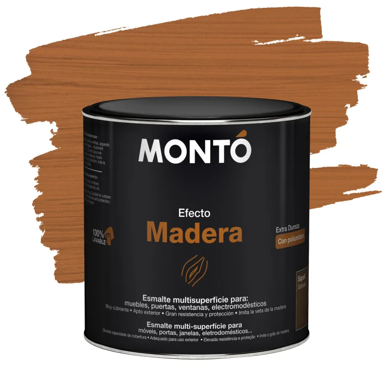 Esmalte efecto madera montó 500ml sapeli