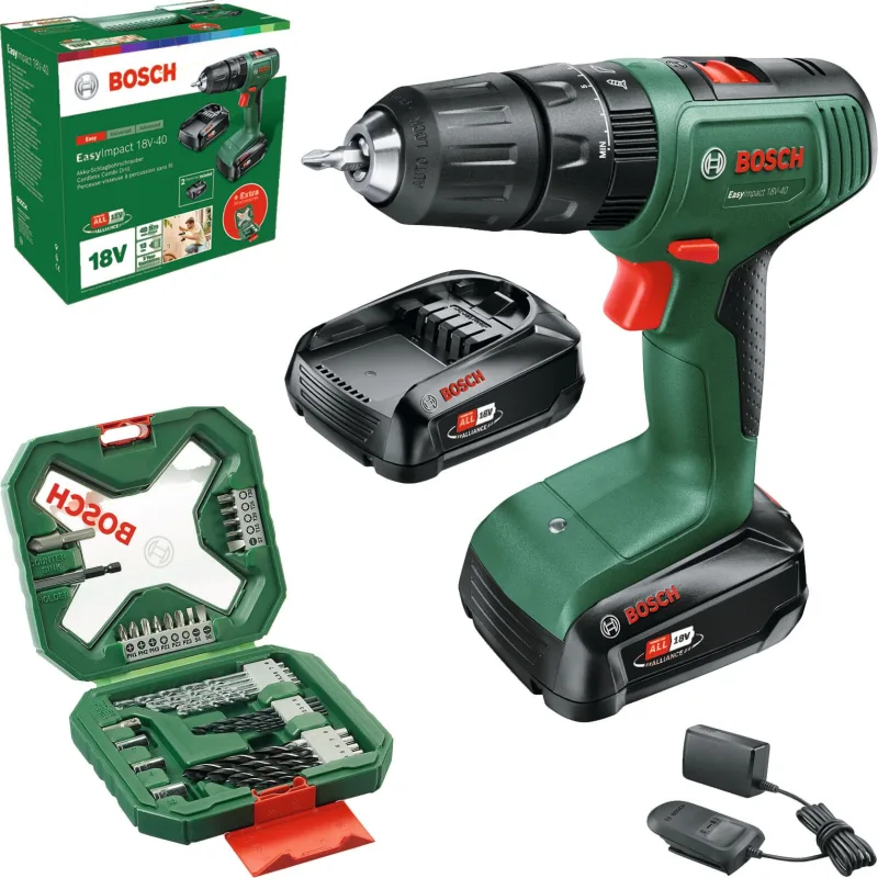 Taladro percutor a batería bosch 18v - 2 baterías + xline - easyimpact 18 40