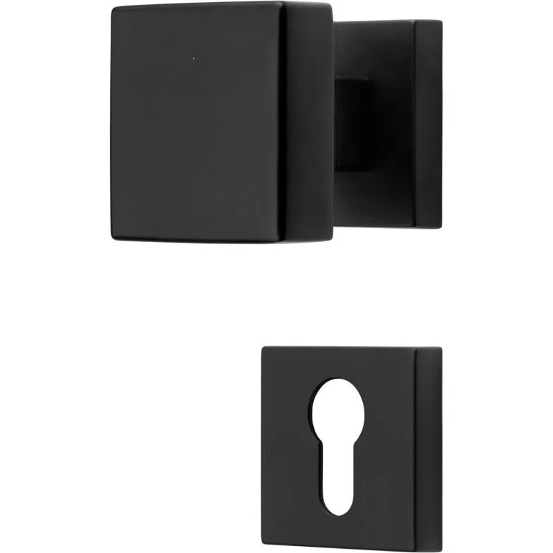 Manilla roseta cuad, montaje ultrarrápido click-clack, lote de 32 rosetón agujero de llave i para cilindro, negro, para puerta de entrada.