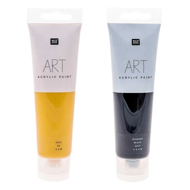 2 tubos de pintura acrílica 100 ml negro y dorado