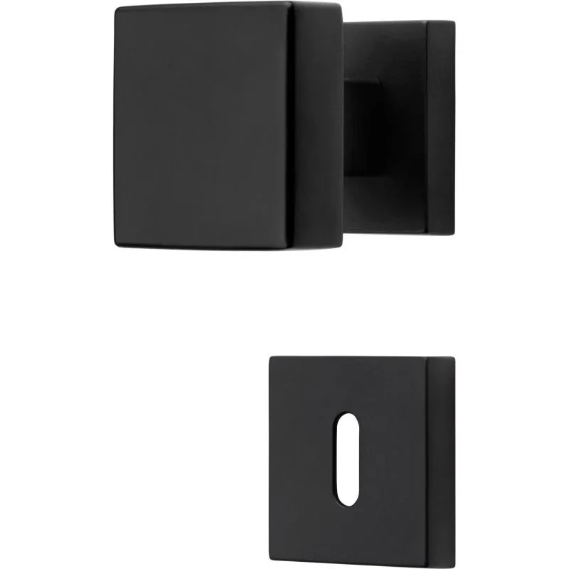 Manilla sobre roseta cuadrada, montaje ultrarrápido click-clack , lote de 32, rosetón agujero de llave l, negro, para puerta interior.