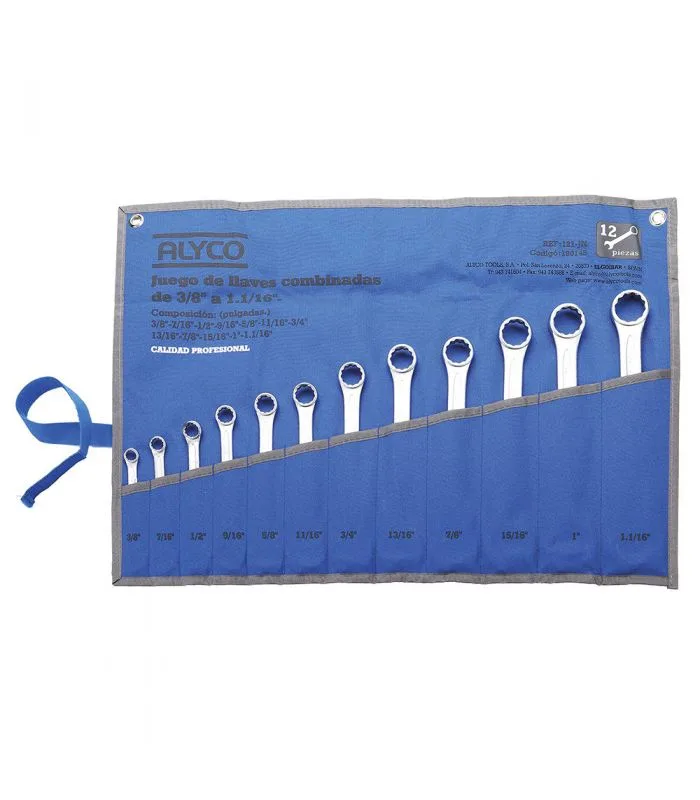 Alyco juego llaves combinadas 12 u.w.3/8-1.1/16