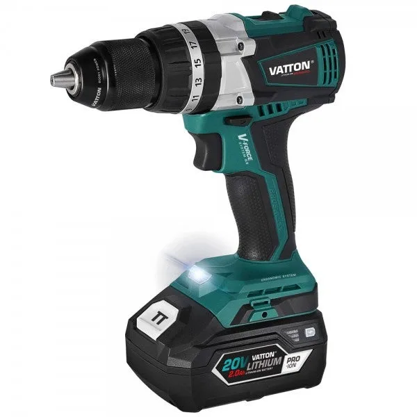 Taladro inalambrico vatton batería 2.0ah brushless