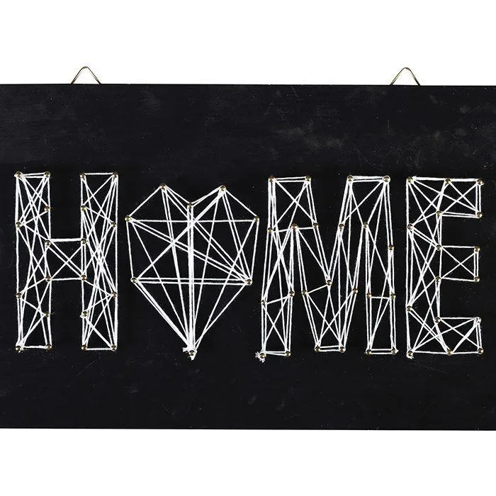 Cuadro negro de madera string art home deco 30 x 22 cm