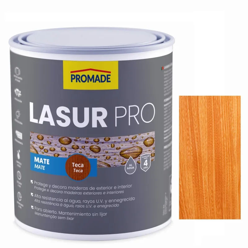 Protector madera exterior color teka para caseta de jardín, mobiliario, puerta, ventana promade mate 750 ml base agua