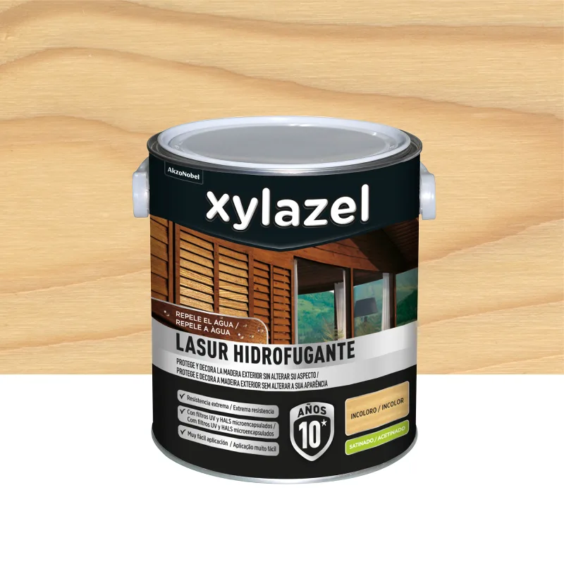 Protector madera exterior color incoloro para caseta de jardín, ventana, puerta, persiana, valla xylazel mate 2.5l base agua