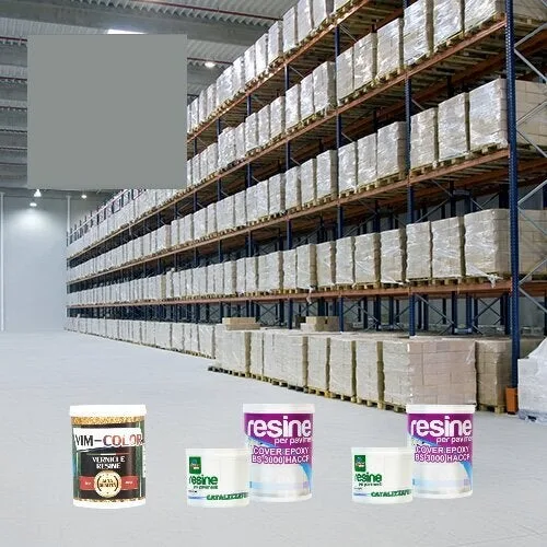 Kit imprimación y acabado resina epoxi para suelos de cemento pintura base agua para uso alimentario barniz haccp color gris 7045 m² 25