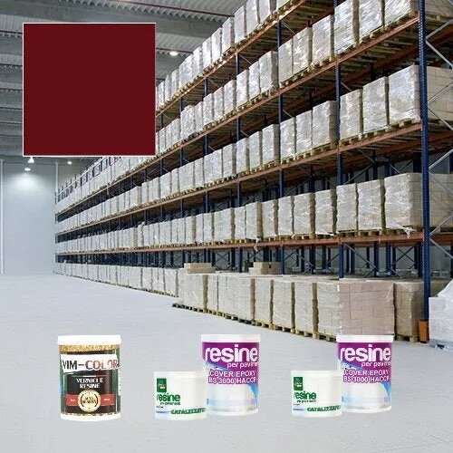 Kit imprimación y acabado resina epoxi para suelos de cemento pintura base agua para uso alimentario barniz haccp color rojo 3009 m² 25