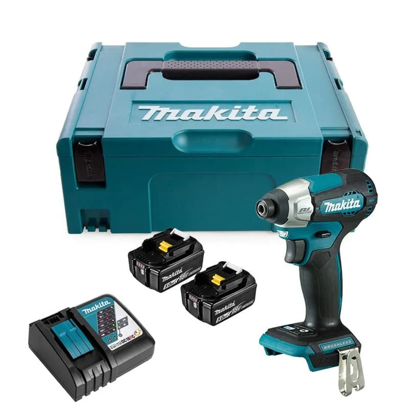 Makita dtd157rtj - atornillador impacto motor brushless 18v lxt 140nm 2 baterías 5ah makpac 2 velocidades