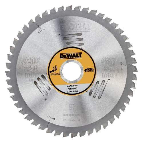 Dewalt dt1914-qz - hoja para sierra circular estacionaria 216x30mm 48d para aluminio tcg -5°