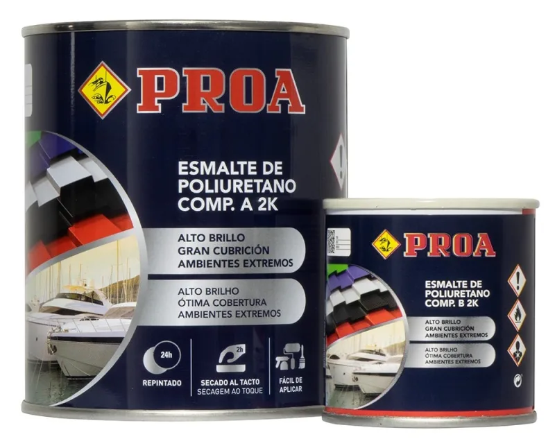 Esmalte poliuretano dos componentes brillante. blanco. 11.5l. excelente adherencia para pintar sobre hierro. fibra. cristal.