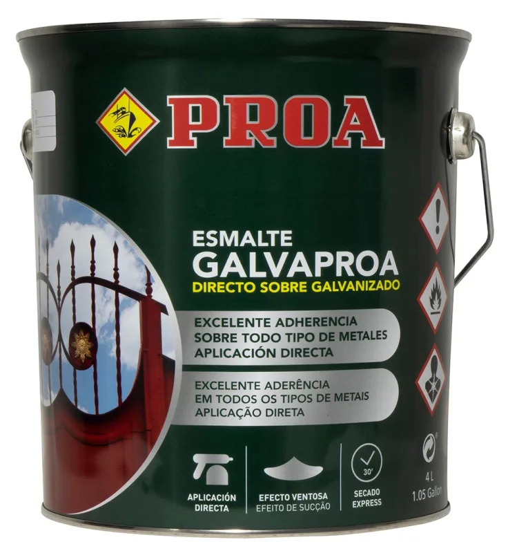 Esmalte directo sobre galvanizado galvaproa. pintar galvanizado sin necesidad de imprimación. gris medio ral 7042. 4l