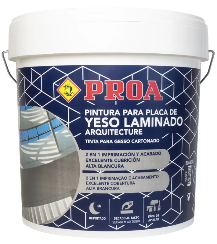 Pintura placa de yeso laminado. blanco. 15l. mate especial para pladur o planchas prefabricadas. gran cubrición.