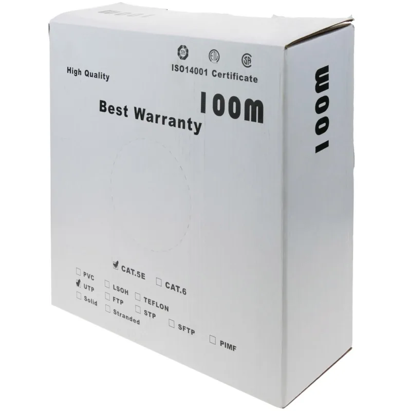 Bobina con cable utp de categoría 5e 24awg flexible de color gris 100m